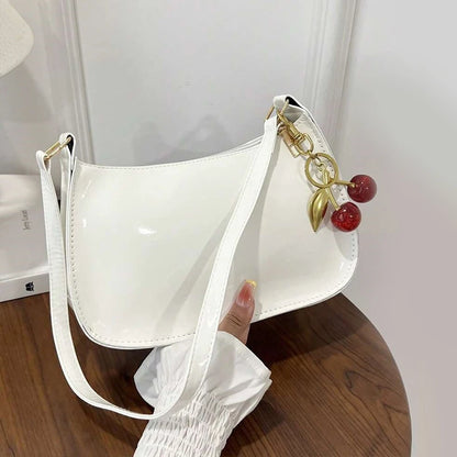 Deep Vintage Rose Aura Handbag with Cherry Pendant
