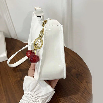 Deep Vintage Rose Aura Handbag with Cherry Pendant
