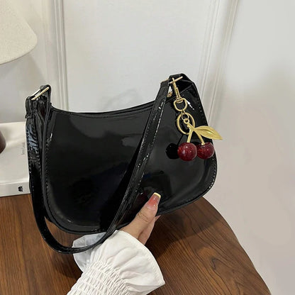 Deep Vintage Rose Aura Handbag with Cherry Pendant