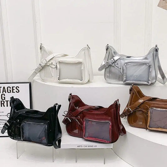 New Transparent leather Aura Korean Y2K Shoulder Bag