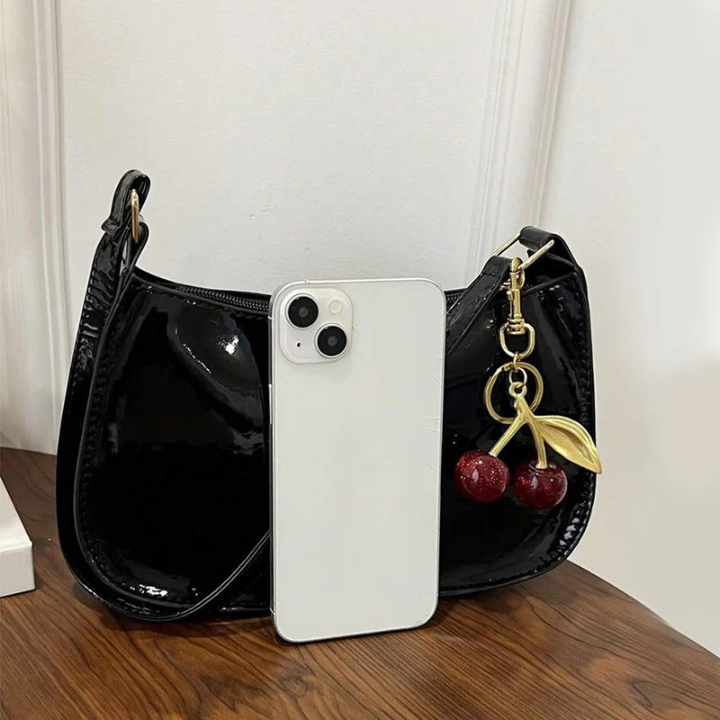 Deep Vintage Rose Aura Handbag with Cherry Pendant