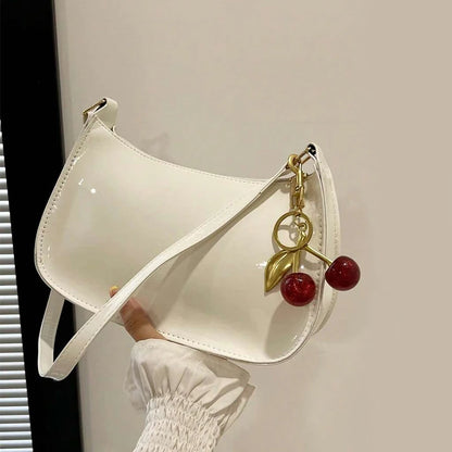 Deep Vintage Rose Aura Handbag with Cherry Pendant