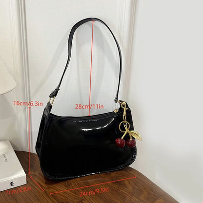 Deep Vintage Rose Aura Handbag with Cherry Pendant