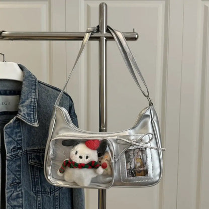 New Transparent leather Aura Korean Y2K Shoulder Bag