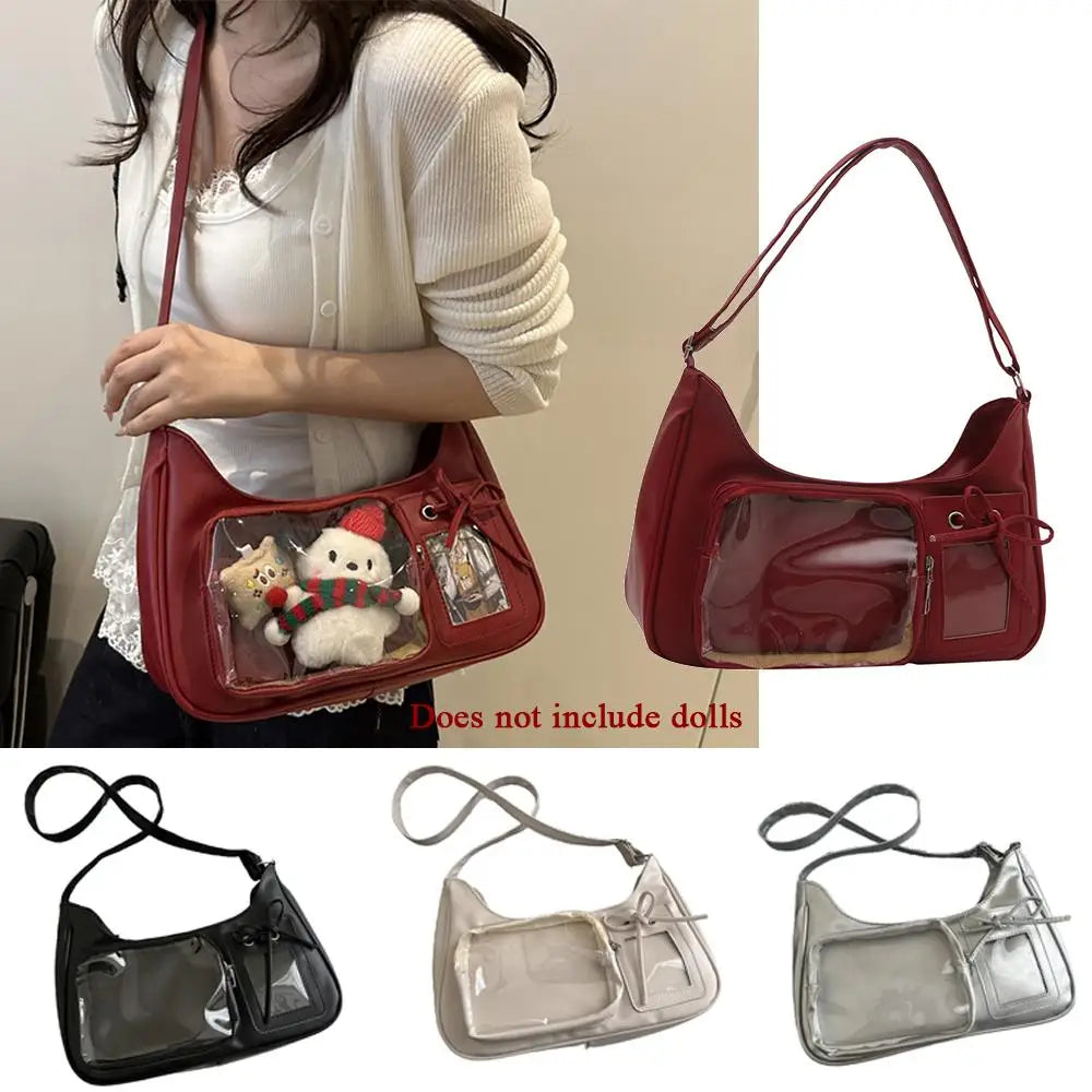 New Transparent leather Aura Korean Y2K Shoulder Bag