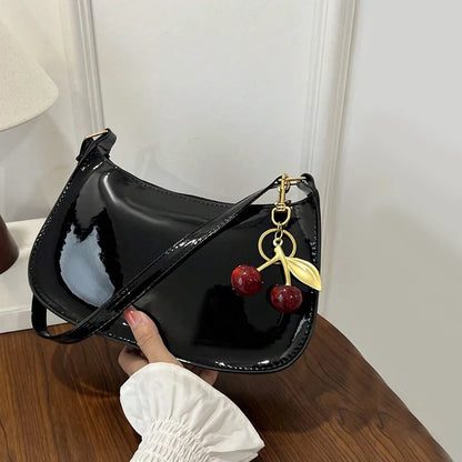 Deep Vintage Rose Aura Handbag with Cherry Pendant