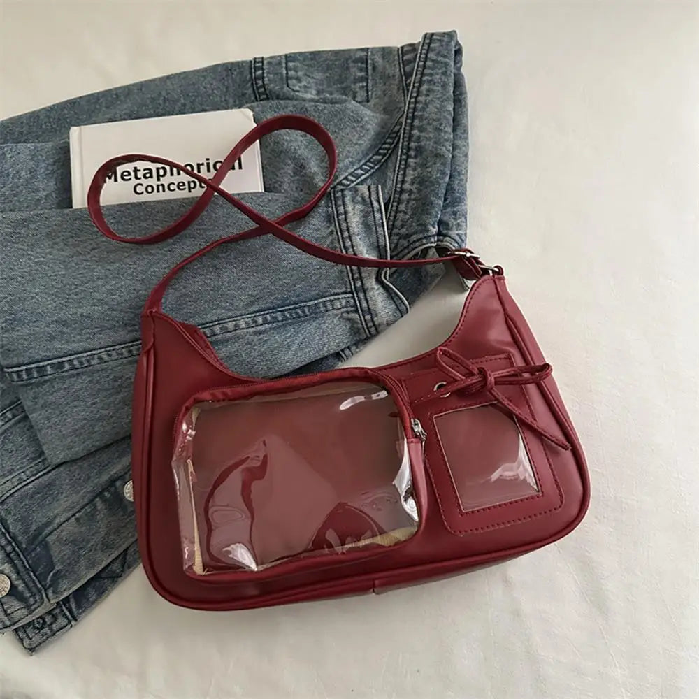 New Transparent leather Aura Korean Y2K Shoulder Bag