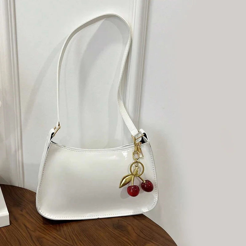 Deep Vintage Rose Aura Handbag with Cherry Pendant