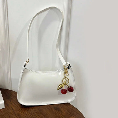 Deep Vintage Rose Aura Handbag with Cherry Pendant