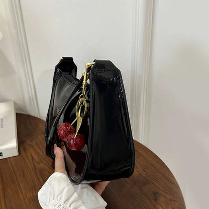 Deep Vintage Rose Aura Handbag with Cherry Pendant