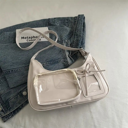 New Transparent leather Aura Korean Y2K Shoulder Bag