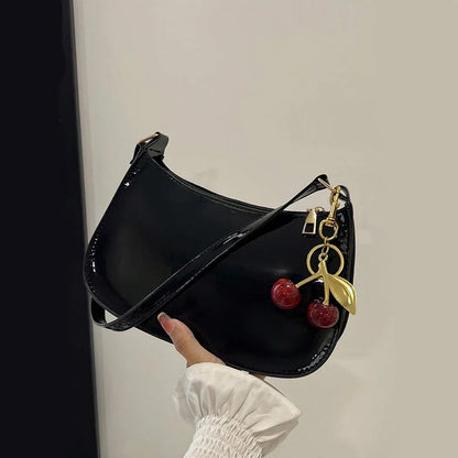 Deep Vintage Rose Aura Handbag with Cherry Pendant
