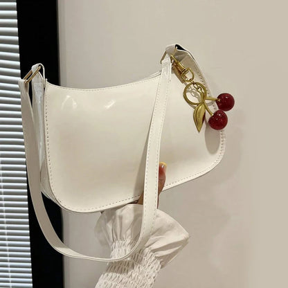 Deep Vintage Rose Aura Handbag with Cherry Pendant