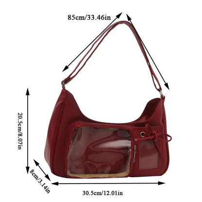 New Transparent leather Aura Korean Y2K Shoulder Bag